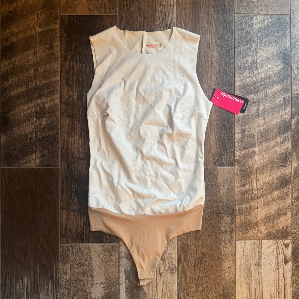 Commando White Sleeveless Faux Leather Bodysuit Size S
